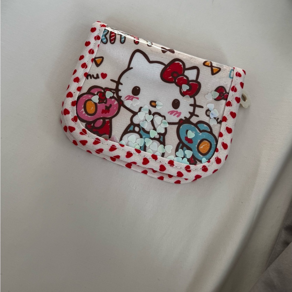 Hello Kitty Heart Pattern Pouch - Red and White